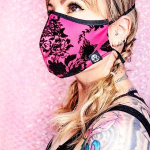Face Mask Pink Flocked Rose NIB